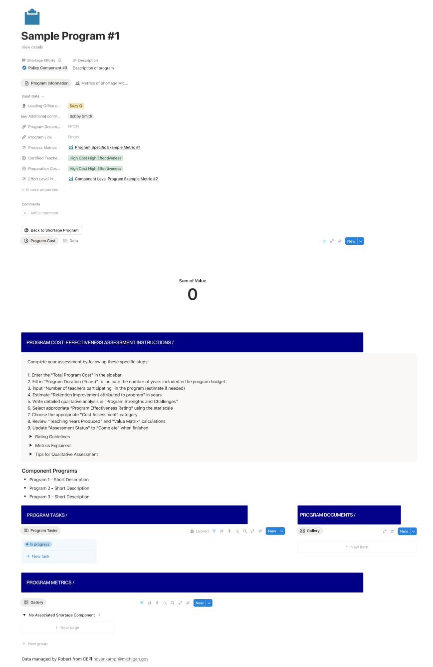 A single program page with input data and a step-by-step cost-effectiveness assessment.